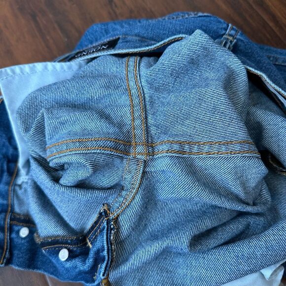 NOEND High Rise Straight Cropped Jeans Blue Denim Frayed Cotton - Picture 8 of 14